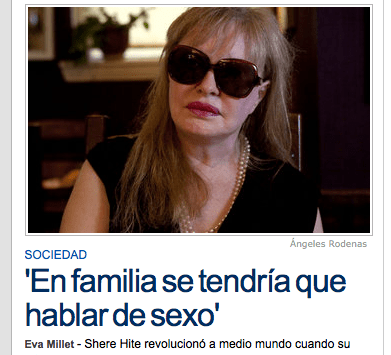 Shere Hite: «En familia se tendría que hablar de&nbsp;sexo»