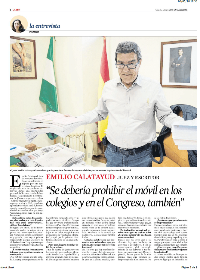 «Se debería prohibir el móvil en los colegios y en el Congreso,&nbsp;también»