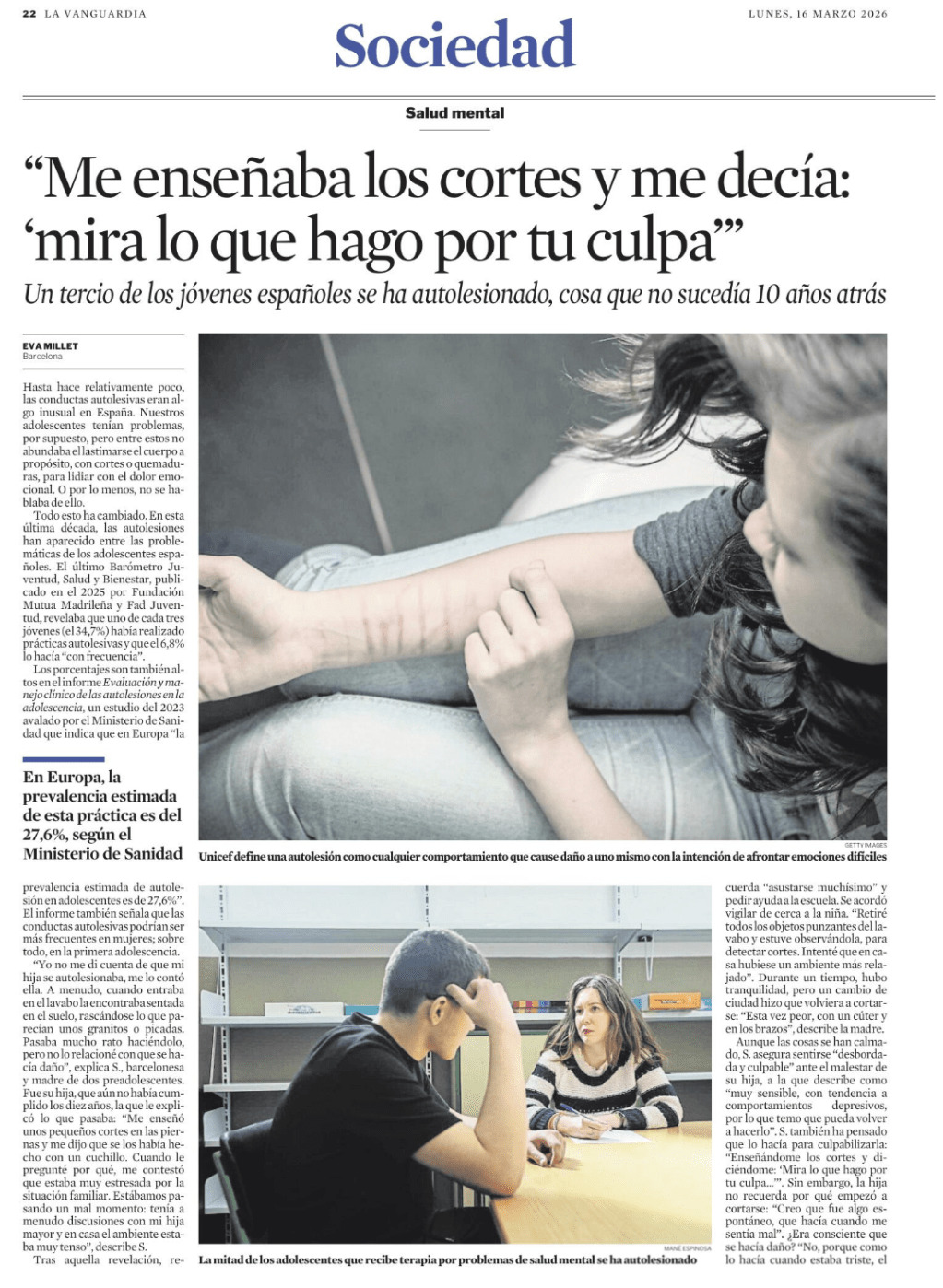 AUTOLESIONES: MALESTAR A FLOR DE PIEL.